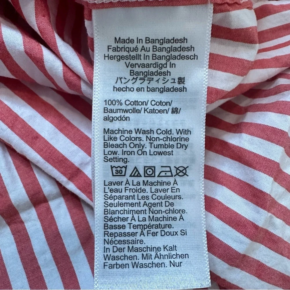 J. Crew Long-Sleeve Pajama Top in Red Striped Cotton Poplin Women's Size Medium